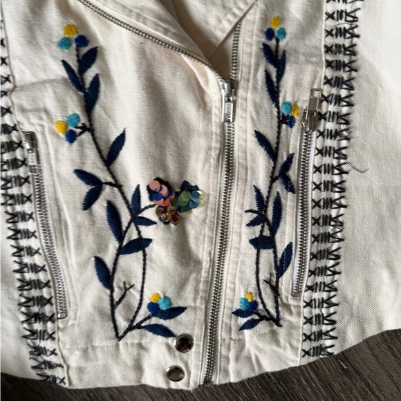 Anthropologie Cream Floral Embroidered Jacket - Picture 6 of 10